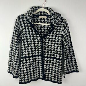 A. Ida Houndstooth Button Up Wool Blend Jacket Black & White Size Small